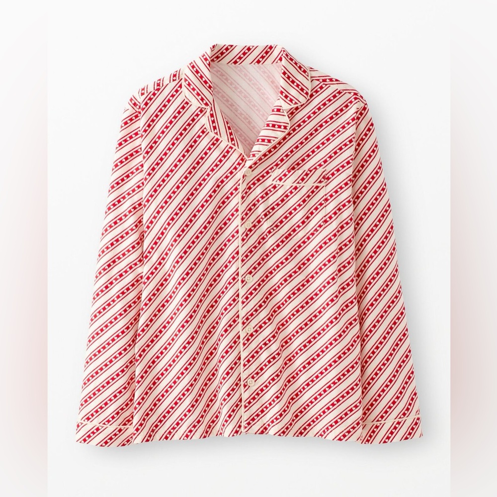 NWOT Hanna Andersson Adult Flannel Pajama Top in Candy Stripes